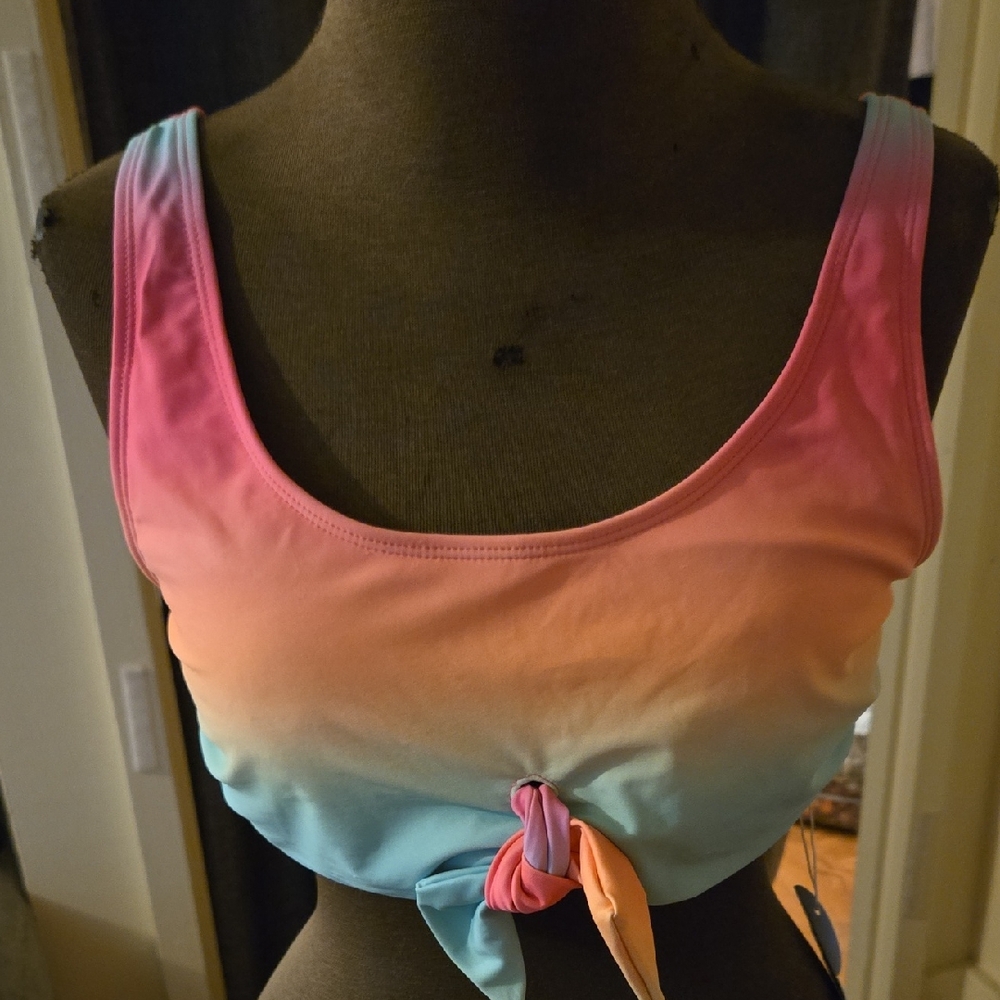Lolli Gradient Bikini Top - Pink, Orange, Blue